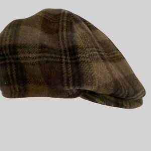 Alfonso D'Este Brown Plaid Wool Blend Newsboy Golf Cap -Made in Italy